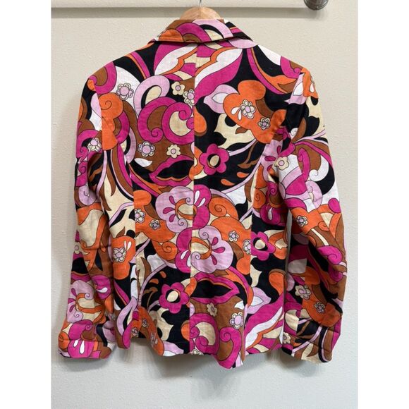 Silkland Vintage 100% Linen orange pink and brown Blazer - 6 - Picture 3 of 3